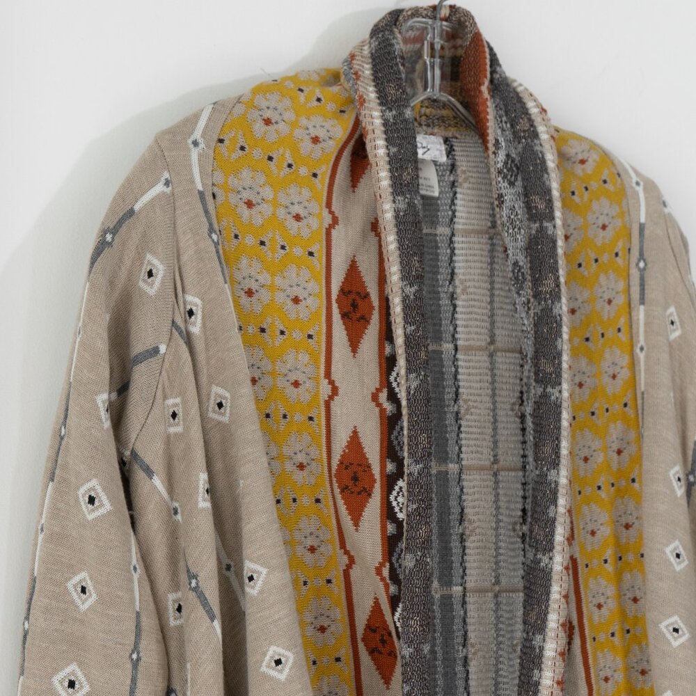 FREEWAY Cardigan Sweater Southwestern Asymmetrical Open Front Waterfall - Picture 5 of 10